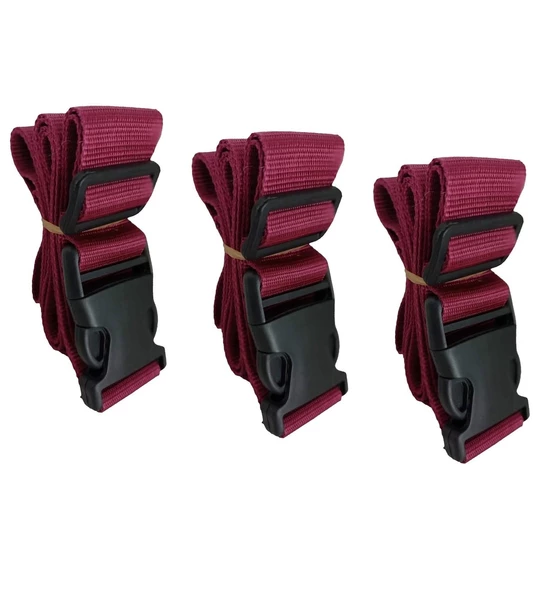 Balp Bordo Renk Valiz Bavul Emniyet Kemeri 3 Adet En 4cm ürün görseli 1
