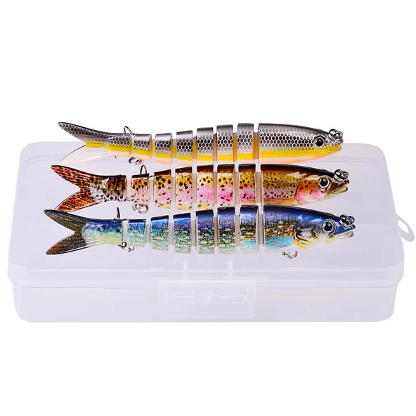 Valkyrie 3 Adet 8 Eklemli 3D Oynak Rapala Sahte Balık Yem Seti Tatlı ve Tuzlu Su Uyumlu Wobblers Swimbait ürün görseli 1