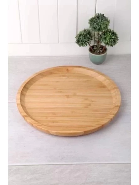 Balsa YUV2525 Kahverengi Yuvarlak Bambu Tabak 25 cm ürün görseli 1