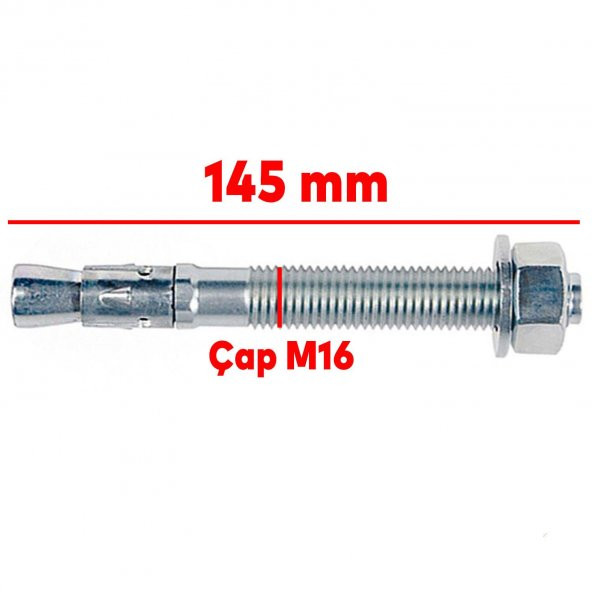 Klipsli Çelik Dübel M16x145 mm - Resim 2
