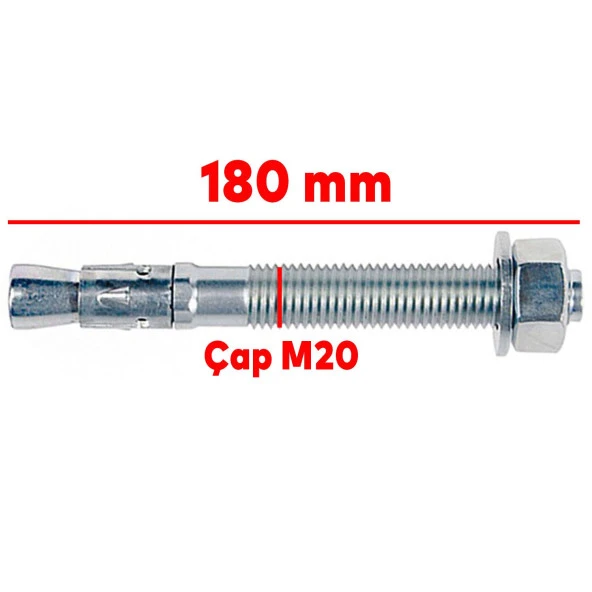 Klipsli Çelik Dübel M20x180 mm - Resim 2