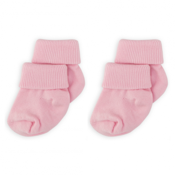 Novibaby 2li Bambu Bebek Çorap I Baby Pink I 0-6 ay I Pembe Yenidoğan Bebek Çorabı ürün görseli 1