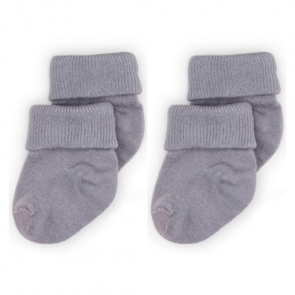 Novibaby 2li Bambu Bebek Çorap I Cloud I 0-6 ay I Gri Yenidoğan Bebek Çorabı ürün görseli 1