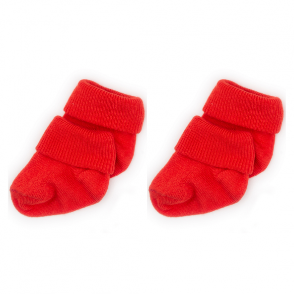 Novibaby 2li Bambu Bebek Çorap I Rudy I 0-6 ay I Kırmızı Yenidoğan Bebek Çorabı ürün görseli 1