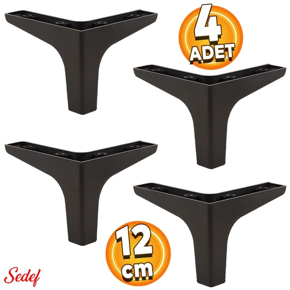 Sedef Lüks Mobilya Kanepe Sehpa Tv Ünitesi Koltuk Ayağı 12 Cm Siyah Baza Ayakları 4 Adet ürün görseli 1