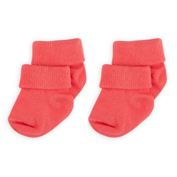 Novibaby 2li Bambu Bebek Çorap I Candy I 0-6 ay I Nar Çiçeği Yenidoğan Bebek Çorabı ürün görseli 1