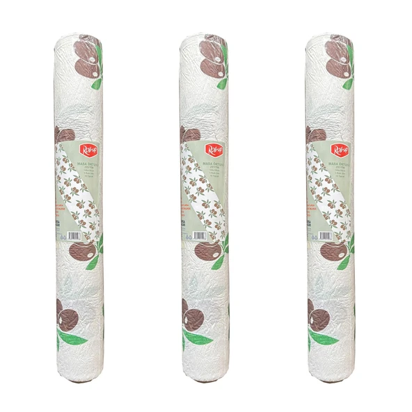 Roll-Up Tek Kullanımlık Kağıt Laminelli Masa Örtüsü - 100x150 Cm. - Zeytin Desenli -16 Yaprak 3 Rulo ürün görseli 1