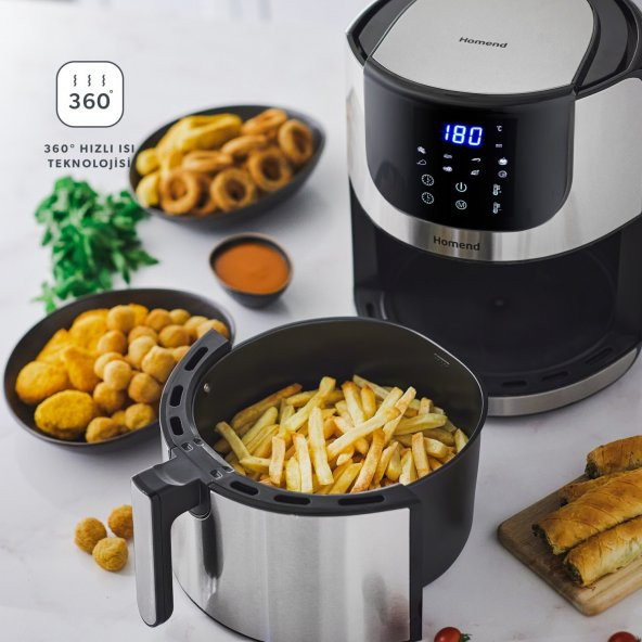 Homend Airfryday 2502H 8 Farklı Program, Dokunmatik Ekran, 5l Yağsız Fritöz ürün görseli 1