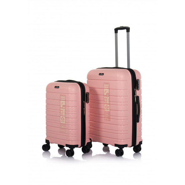 Hotowa Gold PP Valiz 8010 Pembe TSA Kilitli İkili Set ürün görseli 1