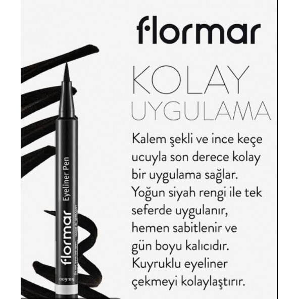 FLORMAR Eyeliner Pen Black - Resim 3