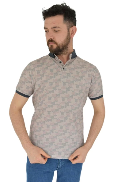 Erkek Polo Yaka Dijital Baskılı Tişört Waffle 2373 BGL-ST02795 ürün görseli 1