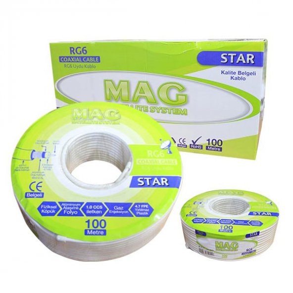 MAG STAR RG6/U4 48 TEL ANTEN KABLOSU (100 METRE) ürün görseli 1