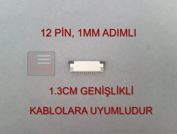 12 Pin 1mm Adımlı Flex Kablo Sabitleyici Ffc Konnektör Soketi Sabitleme Fleks Bağlama Aparatı ürün görseli 1