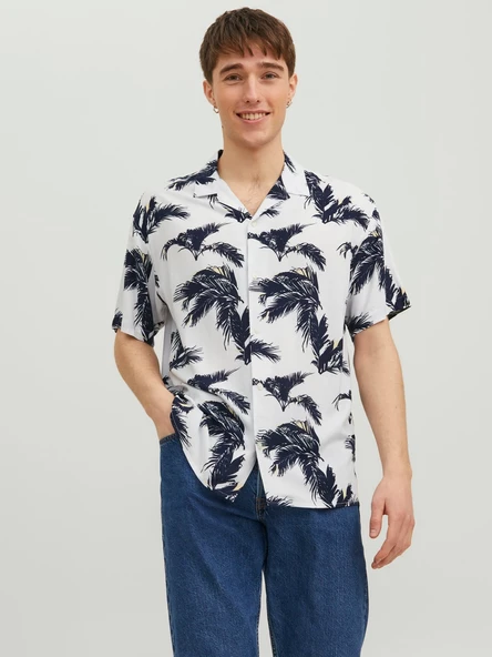 JACK JONES Çiçek Desenli Kısa Kollu Erkek Gömlek 12233536 ürün görseli 1