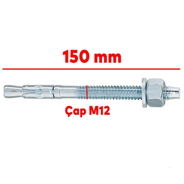 Klipsli Çelik Dübel M12x150 mm - Resim 2