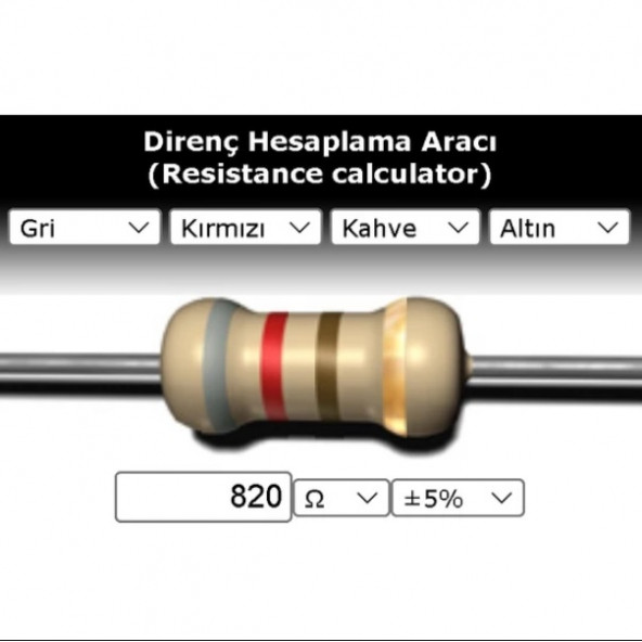 OEM 820 R (Ohm) Direnç 1/4 Watt (5 Adet) ürün görseli 1