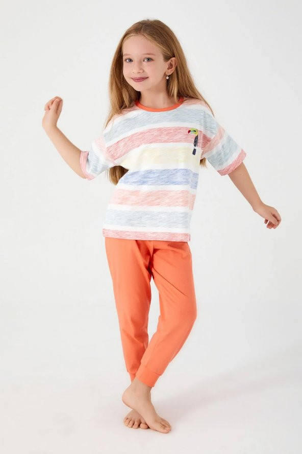 Rolypoly Kız Çocuk Kısa Kol Krem Pijama Takım 3097 ürün görseli 1