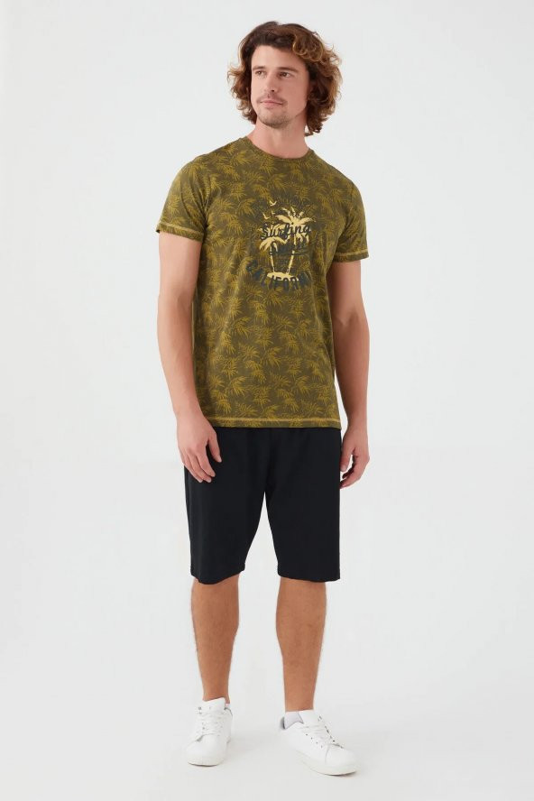 Bsm Erkek Kısa Kol Haki Bermuda Pijama Takım 2564 ürün görseli 1