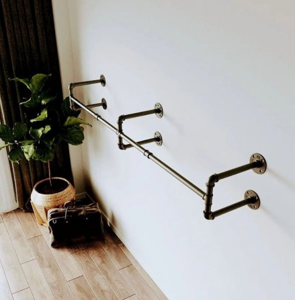 Dekoratif Duvara Borudan Askılık 200 cm RafNo346 ürün görseli 1