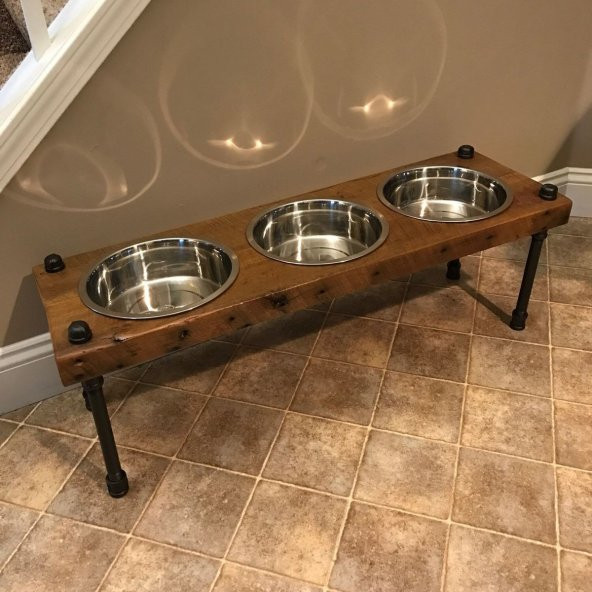 Dekoratif Borudan Kedi Köpek Mama Standı RafNo464 ürün görseli 1