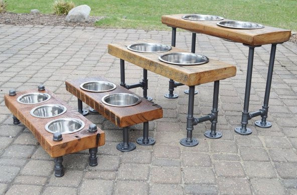 Dekoratif Borudan Kedi Köpek Mama Standı 4lü Set RafNo465 ürün görseli 1