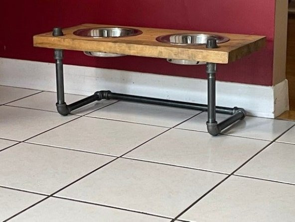 Dekoratif Borudan Kedi Köpek Mama Standı RafNo485 ürün görseli 1