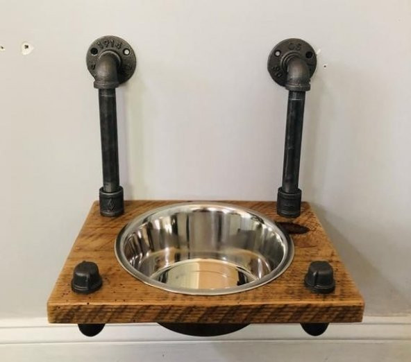 Dekoratif Borudan Kedi Köpek Mama Standı RafNo453 ürün görseli 1