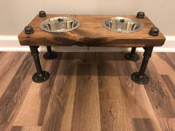 Dekoratif Borudan Kedi Köpek Mama Standı RafNo461 ürün görseli 1