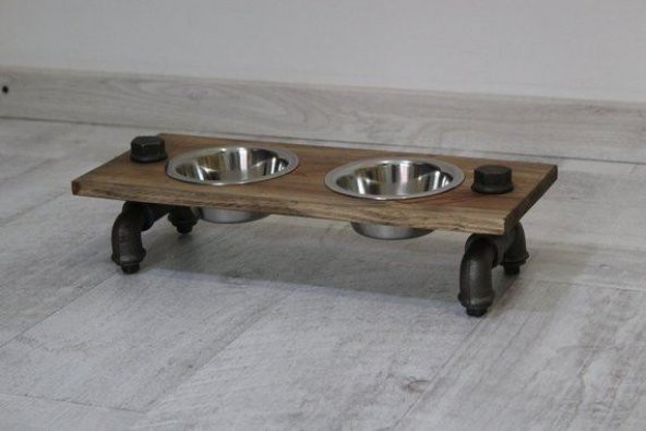 Dekoratif Borudan Kedi Köpek Mama Standı RafNo454 ürün görseli 1