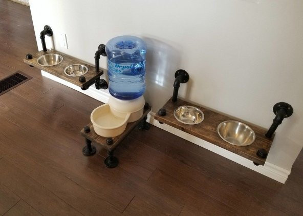 Dekoratif Borudan Kedi Köpek Mama Standı 3lü Set RafNo463 ürün görseli 1