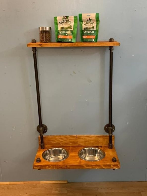 Dekoratif Borudan Kedi Köpek Mama Standı RafNo499 ürün görseli 1