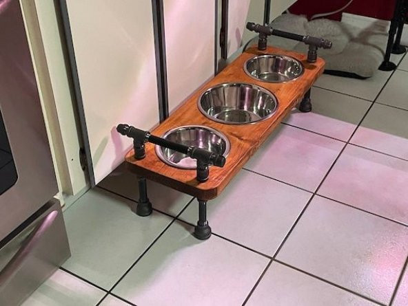 Dekoratif Borudan Kedi Köpek Mama Standı RafNo502 ürün görseli 1