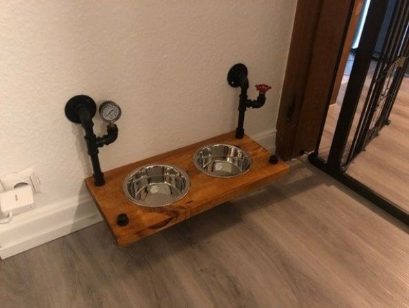 Dekoratif Borudan Kedi Köpek Mama Standı RafNo511 ürün görseli 1