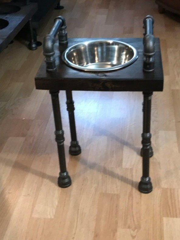 Dekoratif Borudan Kedi Köpek Mama Standı RafNo512 ürün görseli 1