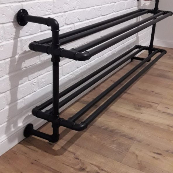 Dekoratif Duvara Borudan Ayakkabılık 150 cm RafNo529 ürün görseli 1