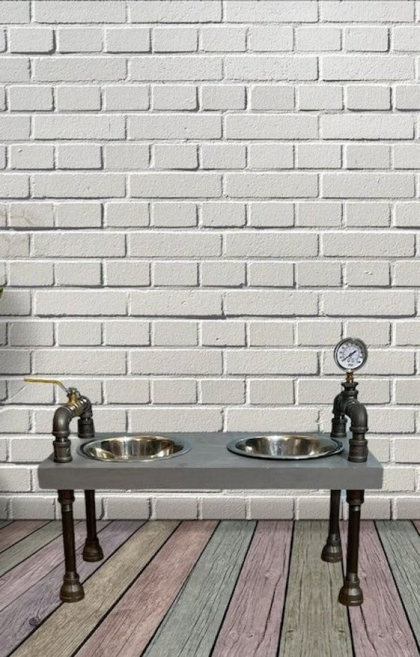 Dekoratif Borudan Kedi Köpek Mama Standı RafNo497 ürün görseli 1