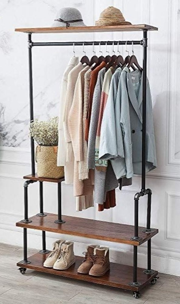 Dekoratif Borudan Raf ve Askılık 125 cm RafNo552 ürün görseli 1