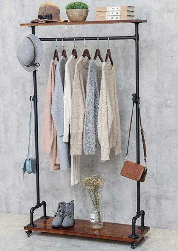 Dekoratif Borudan Raf ve Askılık 75 cm RafNo556 ürün görseli 1