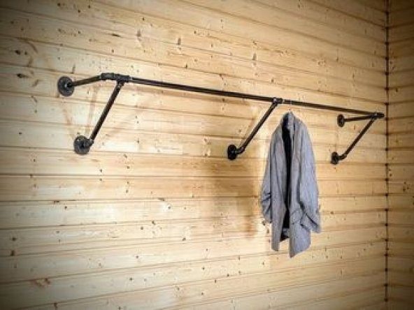 Dekoratif Borudan Askılık 150 cm RafNo589 - Resim 3