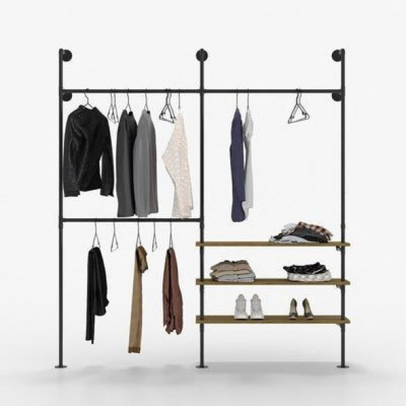 Dekoratif Borudan Raf ve Askılık 150 cm RafNo604 ürün görseli 1