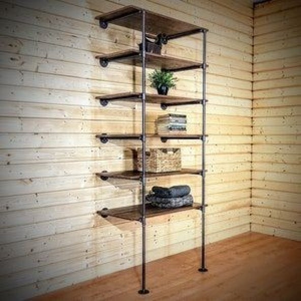 Dekoratif Borudan Raf ve Askılık 125 cm RafNo633 ürün görseli 1