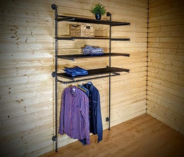 Dekoratif Borudan Raf ve Askılık 75 cm RafNo628 - Resim 2