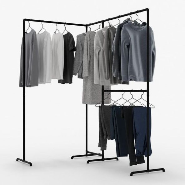 Dekoratif Borudan Askılık 250 cm RafNo616 - Resim 2