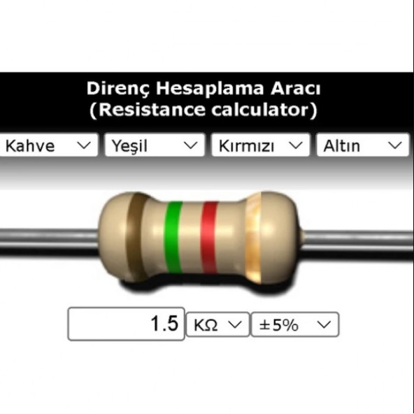 OEM 1.5 Kr (Kiloohm) Direnç 1/4 Watt (5 Adet) ürün görseli 1