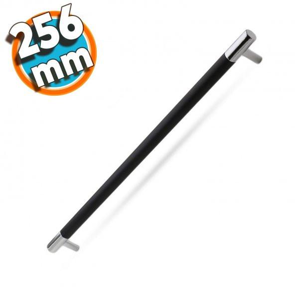 Mobilya Çekmece Mutfak Dolap Kapak Kulpu Kulbu 256 mm Mat Siyah Krom Metal Kulp ürün görseli 1