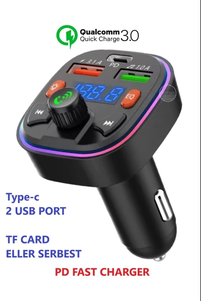 Bluetooth Araç Kiti Pd 3,0 Hızlı Araç Şarjı Mp3 Player Fm Transmitter ürün görseli 1