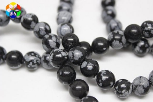 Kar Tanesi Obsidyen Taşı 8mm/adet ürün görseli 1