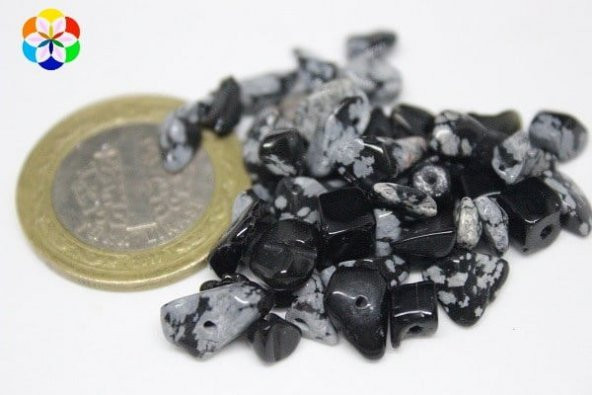 Delikli Kar Tanesi Obsidyen Taşı Mini Boy 50 adet ürün görseli 1