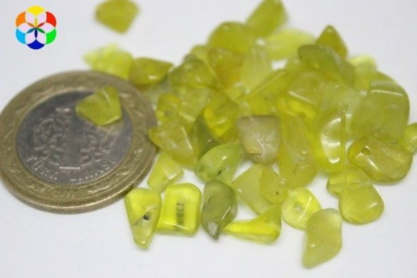 Delikli Peridot (Zebercet) Taşı Mini Boy 50 adet ürün görseli 1