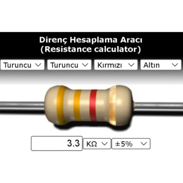 OEM 3.3 Kr (Kiloohm) Direnç 1/4 Watt (5 Adet) ürün görseli 1